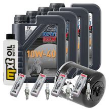 Kit d'inspection 4L 10W-40 + filtre à huile + 4x bougie pour Kawasaki ZX-10R 1000 ccm Année 2006 - 2007