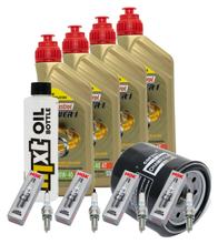 Kit d'inspection 4L 10W-40 + filtre à huile + 4x bougie pour Kawasaki ZX-10R 1000 ccm Année 2008 - 2015