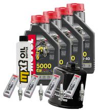 Pacchetto di ispezione 4L 10W-40 + filtro olio + 4x candela per Kawasaki ZX-10R 1000 ccm Anno 2008 - 2015