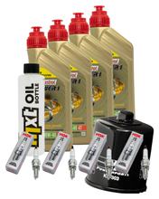 Kit d'inspection 4L 10W-40 + filtre à huile + 4x bougie pour Kawasaki ZX-10R 1000 ccm Année 2008 - 2015