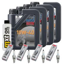 Inspectiepakket 4L 10W-40 + Oliefilter + 4x Bougie voor Kawasaki ZX-10R 1000 cc Bauwjaar 2008 - 2015