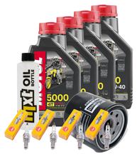 Inspectiepakket 4L 10W-40 + Oliefilter + 4x Bougie voor Kawasaki ZX-6R 600 cc Bj. 1998 - 2001