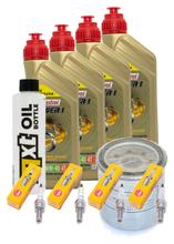 Kit d'inspection 4L 10W-40 + filtre à huile + 4x bougie pour Kawasaki ZX-6R 600 ccm Année 1995 - 1997