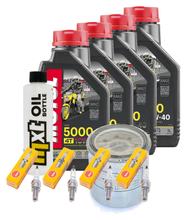Kit d'inspection 4L 10W-40 + filtre à huile + 4x bougie pour Kawasaki ZX-6R 600 ccm Année 1995 - 1997