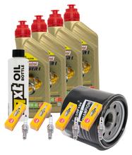 Keuringspakket 4L 10W-40 + oliefilter + 4x bougie voor Kawasaki ZX-6R 600 ccm Bauwjaar 1995 - 1997