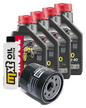 Inspectiepakket 4L 10W-40 + oliefilter + 4x bougie voor Kawasaki ZX-6R 600 ccm Bj. 2008