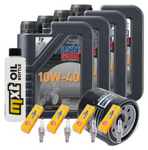Kit d'inspection 4L 10W-40 + filtre à huile + 4x bougie pour Kawasaki ZX-6R 600 ccm Année 2008