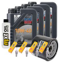 Kit d'inspection 4L 10W-40 + filtre à huile + 4x bougie pour Kawasaki ZX-6R 600 ccm Année 2008