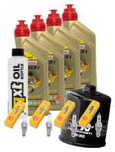 Inspectiepakket 4L 10W-40 + oliefilter + 4x bougie voor Kawasaki ZX-6R 600 ccm Bj. 2008