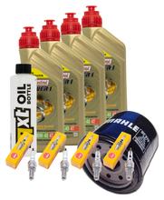 Inspektionspaket 4L 10W-40 + Ölfilter + 4x Zündkerze für Kawasaki ZX-6R 600 ccm Bj. 2002