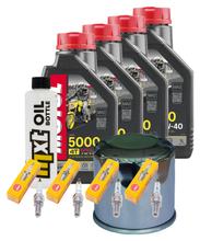 Inspectiepakket 4L 10W-40 + Oliefilter + 4x Bougie voor Kawasaki ZX-6R 600ccm Bj. 2002