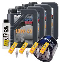 Paquete de inspección 4L 10W-40 + filtro de aceite + 4 bujías para Kawasaki ZX-6R 600 ccm Año 2002