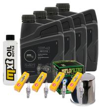 Paquete de inspección 4L 10W-40 + filtro de aceite + 4 bujías para Kawasaki ZX-6R 600 / 636 ccm Año 2014 - 2016