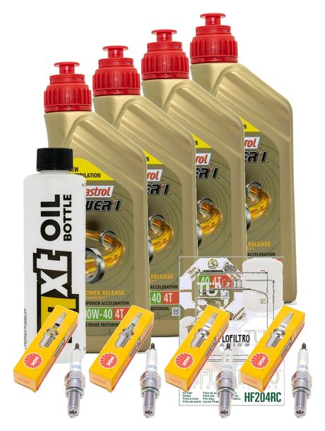 Inspektionspaket 4L 10W-40 + Ölfilter + 4x Zündkerze für Kawasaki ZX-6R 636 ccm Bj. 2002 - 2006