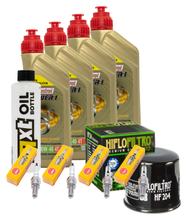 Inspectiepakket 4L 10W-40 + Oliefilter + 4x Bougie voor Kawasaki ZX-6R 636 ccm Bj. 2002 - 2006