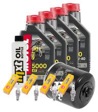 Inspektionspaket 4L 10W-40 + Ölfilter + 4x Zündkerze für Kawasaki ZX-6R 636 ccm Bj. 2002 - 2006