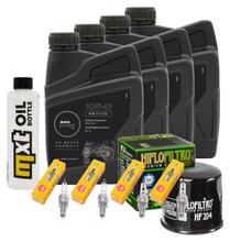 Paquete de inspección 4L 10W-40 + filtro de aceite + 4 bujías para Kawasaki ZX-6R 636 ccm Año 2002 - 2006