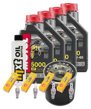 Inspectiepakket 4L 10W-40 + oliefilter + 4x bougie voor Kawasaki ZX-6R 600ccm bouwjaar 2003 - 2006