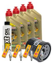 Inspection package 4L 10W-40 + oil filter + 4x spark plug for Kawasaki ZX-9R Ninja 900 ccm Year 2000 - 2001