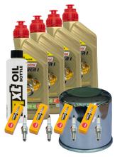 Inspektionspaket 4L 10W-40 + Ölfilter + 4x Zündkerze für Kawasaki ZX-9R Ninja 900 ccm Bj. 2000 - 2001
