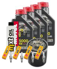 Inspectiepakket 4L 10W-40 + Oliefilter + 4x Bougie voor Kawasaki ZX-9R Ninja 900 ccm Bouwjaar 2000 - 2001