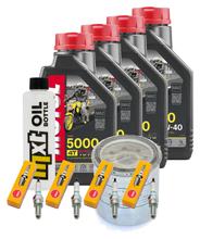Inspectiepakket 4L 10W-40 + Oliefilter + 4x Bougie voor Kawasaki ZX-9R Ninja 900 ccm Bouwjaar 2000 - 2001