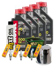 Kit d'inspection 4L 10W-40 + filtre à huile + 4x bougie pour Kawasaki ZX-9R Ninja 900 ccm Année 2000 - 2001
