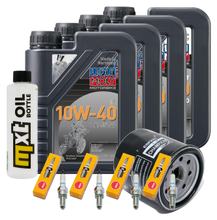 Paquete de inspección 4L 10W-40 + filtro de aceite + 4 bujías para Kawasaki ZX-9R Ninja 900 ccm Año 2000 - 2001