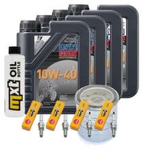 Paquete de inspección 4L 10W-40 + filtro de aceite + 4 bujías para Kawasaki ZX-9R Ninja 900 ccm Año 2000 - 2001