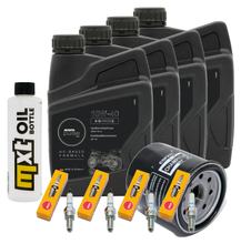 Inspectiepakket 4L 10W-40 + Oliefilter + 4x Bougie voor Kawasaki ZX-9R Ninja 900 ccm Bouwjaar 2000 - 2001