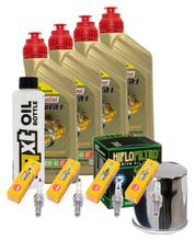 Kit d'inspection 4L 10W-40 + filtre à huile + 4x bougie pour Kawasaki ZX-6R 636 ccm Année 2013 - 2015