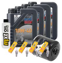 Pacchetto di ispezione 4L 10W-40 + filtro olio + 4x candela per Kawasaki ZX-6R 636 ccm Anno 2013 - 2015