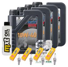 Inspectiepakket 4L 10W-40 + Oliefilter + 4x Bougie voor Kawasaki ZX-6R 636 cc Bauwjaar 2013 - 2015