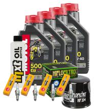Paquete de inspección 4L 10W-40 + filtro de aceite + 4 bujías para Kawasaki ZX-9R Ninja 900 ccm Año 2002 - 2003
