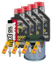 Pacchetto di ispezione 4L 10W-40 + filtro olio + 4x candela per Kawasaki ZX-9R Ninja 900 ccm Anno 2002 - 2003