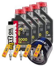 Pacchetto di ispezione 4L 10W-40 + filtro olio + 4x candela per Kawasaki ZX-9R Ninja 900 ccm Anno 2002 - 2003