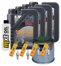 Inspektionspaket 4L 10W-40 + Ölfilter + 4x Zündkerze für Kawasaki ZX-9R Ninja 900 ccm Bj. 2002 - 2003