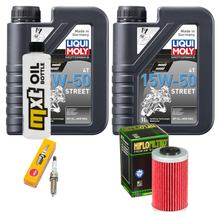Inspectiepakket 2L 15W-50 + Oliefilter + 1x Bougie voor KTM Duke 390 ccm Bauwjaar 2013 - 2015