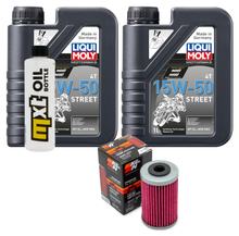 Inspectiepakket 2L 15W-50 + Oliefilter + 1x Bougie voor KTM Duke 390 ccm Bauwjaar 2013 - 2015