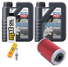 Inspectiepakket 2L 15W-50 + Oliefilter + 1x Bougie voor KTM Duke 390 ccm Bauwjaar 2013 - 2015
