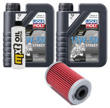 Inspectiepakket 2L 15W-50 + Oliefilter + 1x Bougie voor KTM Duke 390 ccm Bauwjaar 2013 - 2015