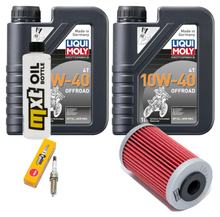 Kit d'inspection 2L 10W-40 + filtre à huile + 1x bougie pour KTM Duke 125 ccm Année 2011 - 2015