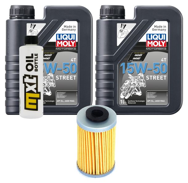 Inspektionspaket 2L 15W-50 + Ölfilter für KTM EXC Racing 450 ccm Bj. 2003 - 2005