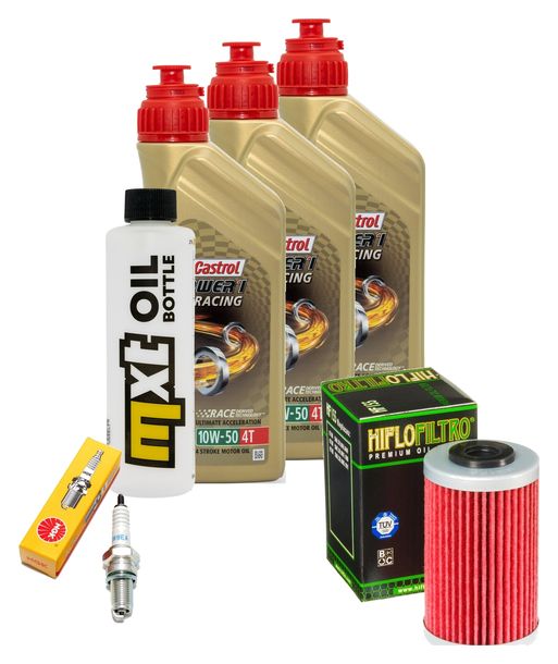 Inspektionspaket 3L 10W-50 + Ölfilter + 1x Zündkerze für KTM LC4 Adventure R 640 ccm Bj. 2000 - 2002