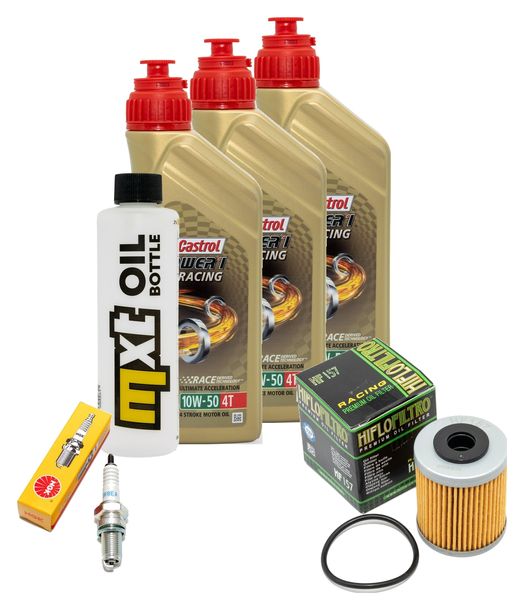 Inspektionspaket 3L 10W-50 + Ölfilter + 1x Zündkerze für KTM LC4 Adventure R 640 ccm Bj. 2000 - 2002