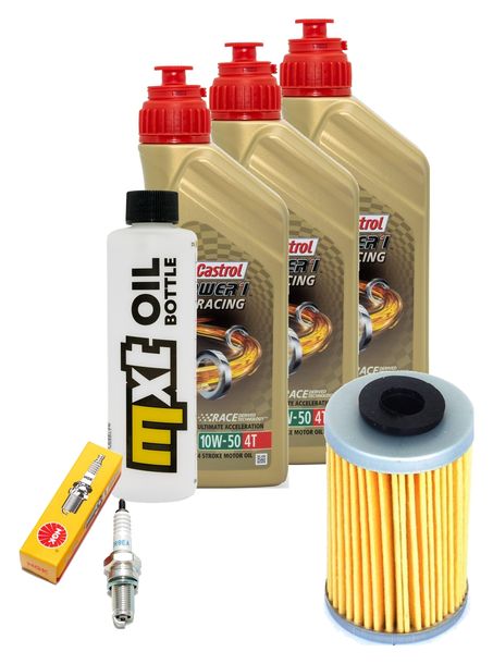 Inspektionspaket 3L 10W-50 + Ölfilter + 1x Zündkerze für KTM LC4 Adventure R 640 ccm Bj. 2000 - 2002