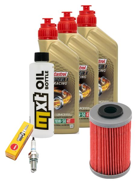 Inspektionspaket 3L 10W-50 + Ölfilter + 1x Zündkerze für KTM LC4 Adventure R 640 ccm Bj. 2000 - 2002