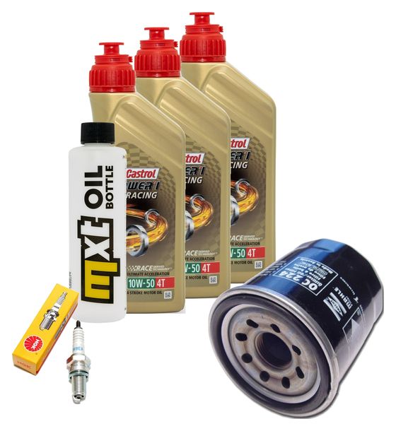 Inspektionspaket 3L 10W-50 + Ölfilter + 1x Zündkerze für KTM LC4 Adventure R 640 ccm Bj. 2000 - 2002