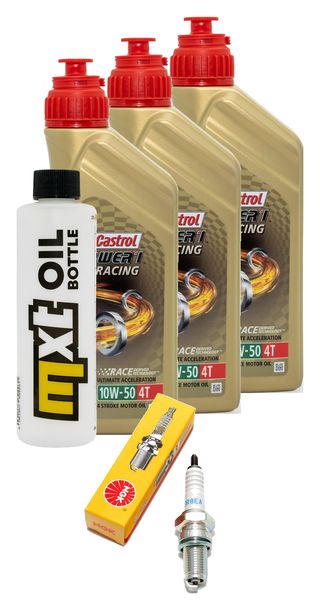 Inspektionspaket 3L 10W-50 + Ölfilter + 1x Zündkerze für KTM LC4 Adventure R 640 ccm Bj. 2000 - 2002