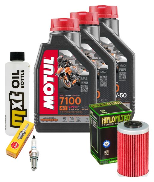 Inspektionspaket 3L 10W-50 + Ölfilter + 1x Zündkerze für KTM LC4 Adventure R 640 ccm Bj. 2000 - 2002